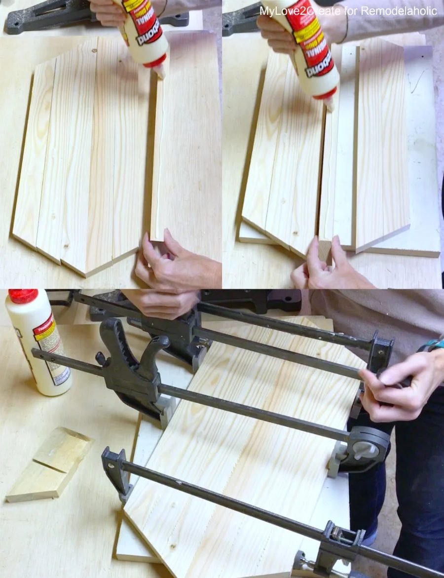 Gluing Bottom Long Hexagon Tray Wood Pieces Together