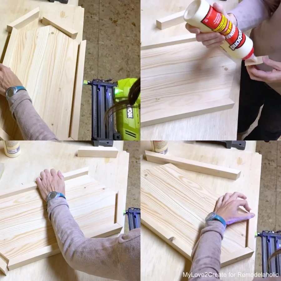 Attaching Wood Hexagon Tray Sides with Glue and Nails