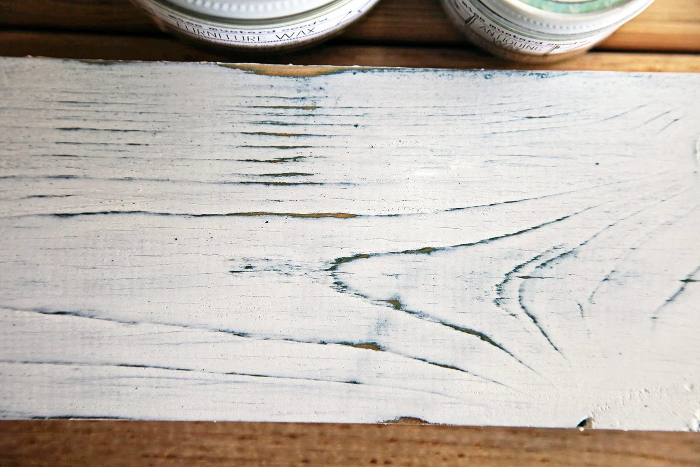 Miss Mustard Seed Ironstone Milk Paint creates a beach-inspired look on a Handmade side table by Shabbyfufu featured on @Bekob