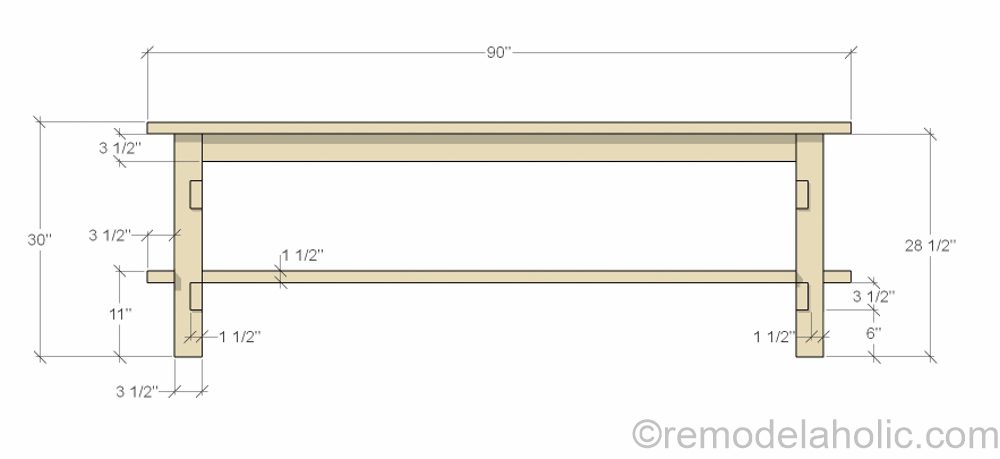 How to build a no-nails console table for straightforward disassembly for moving. Designed by Shabbyfufu, building plans by @Bekob