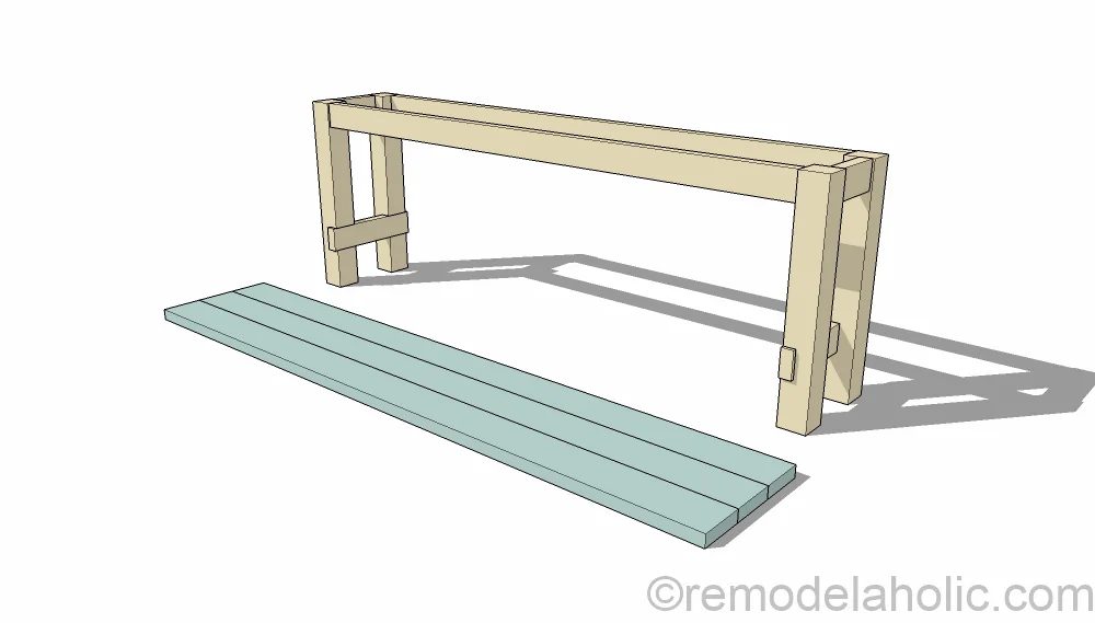 How to build a no-nails console table for straightforward disassembly for moving. Designed by Shabbyfufu, building plans by @Bekob