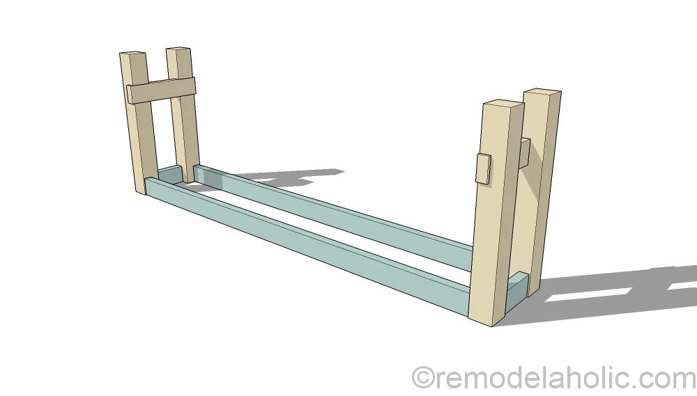 How to build a no-nails console table for straightforward disassembly for moving. Designed by Shabbyfufu, building plans by @Bekob