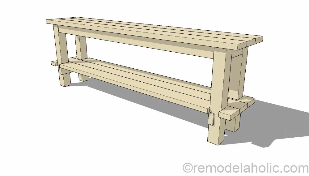 How to build a no-nails console table for straightforward disassembly for moving. Designed by Shabbyfufu, building plans by @Bekob