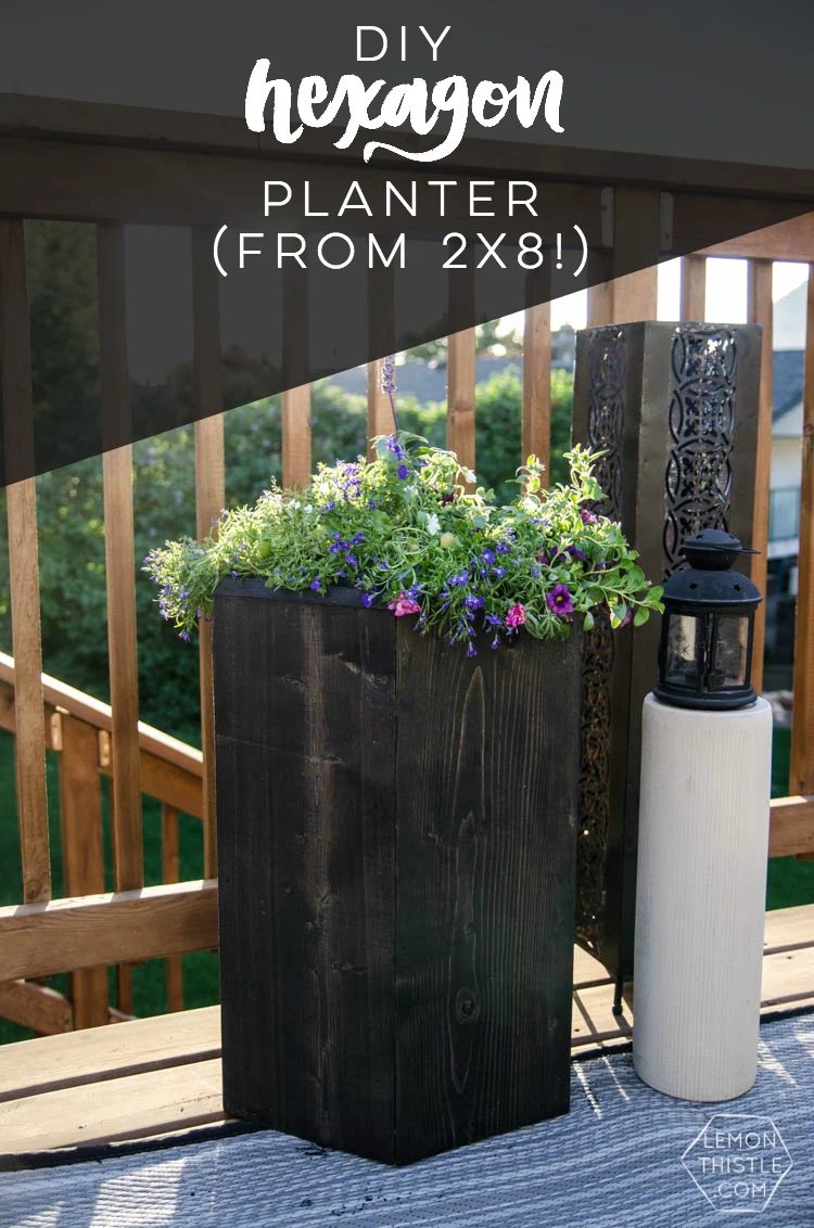 I love this patio hexagon planter made from a 2x8!