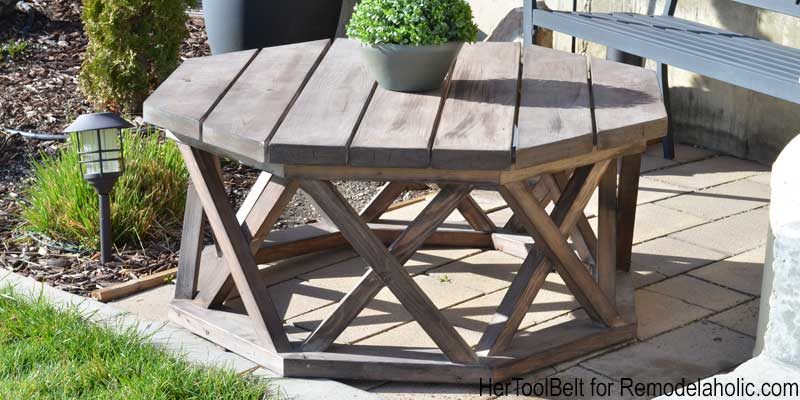 Build a Handmade Outdoor Octagon Coffee Table with Lattice Legs