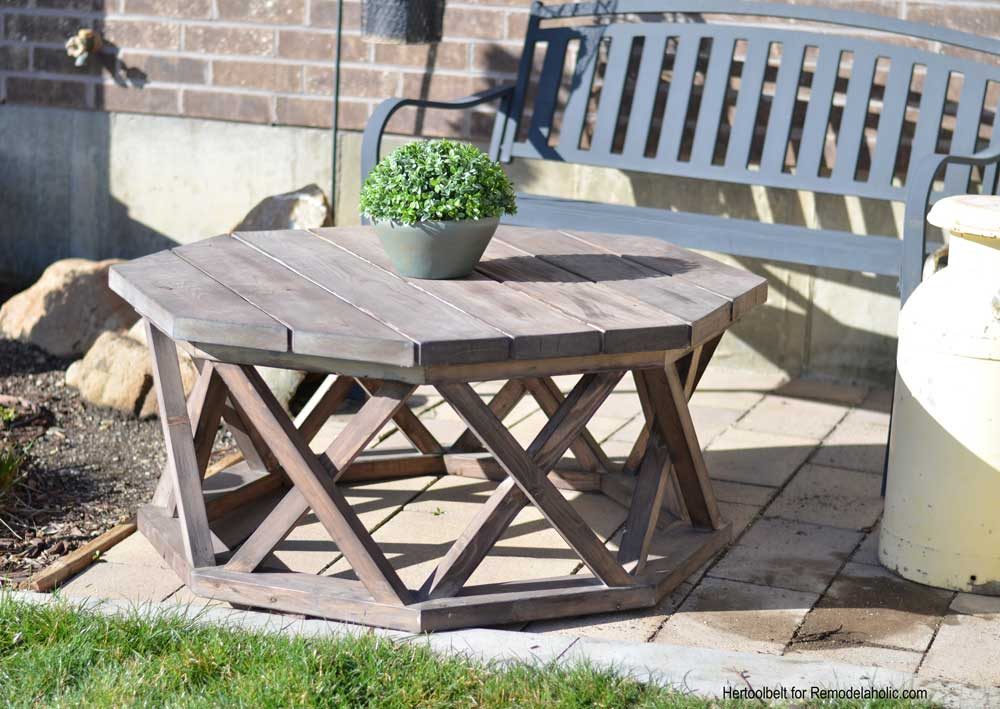 Handmade Outdoor Furniture: X Base Octagon Outdoor Coffee Table Woodworking Plans