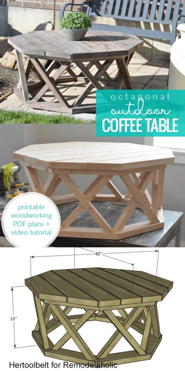 Build A Wood Octagon Outdoor Coffee Table With Lattice X Legs, Hertoolbelt For Bekob