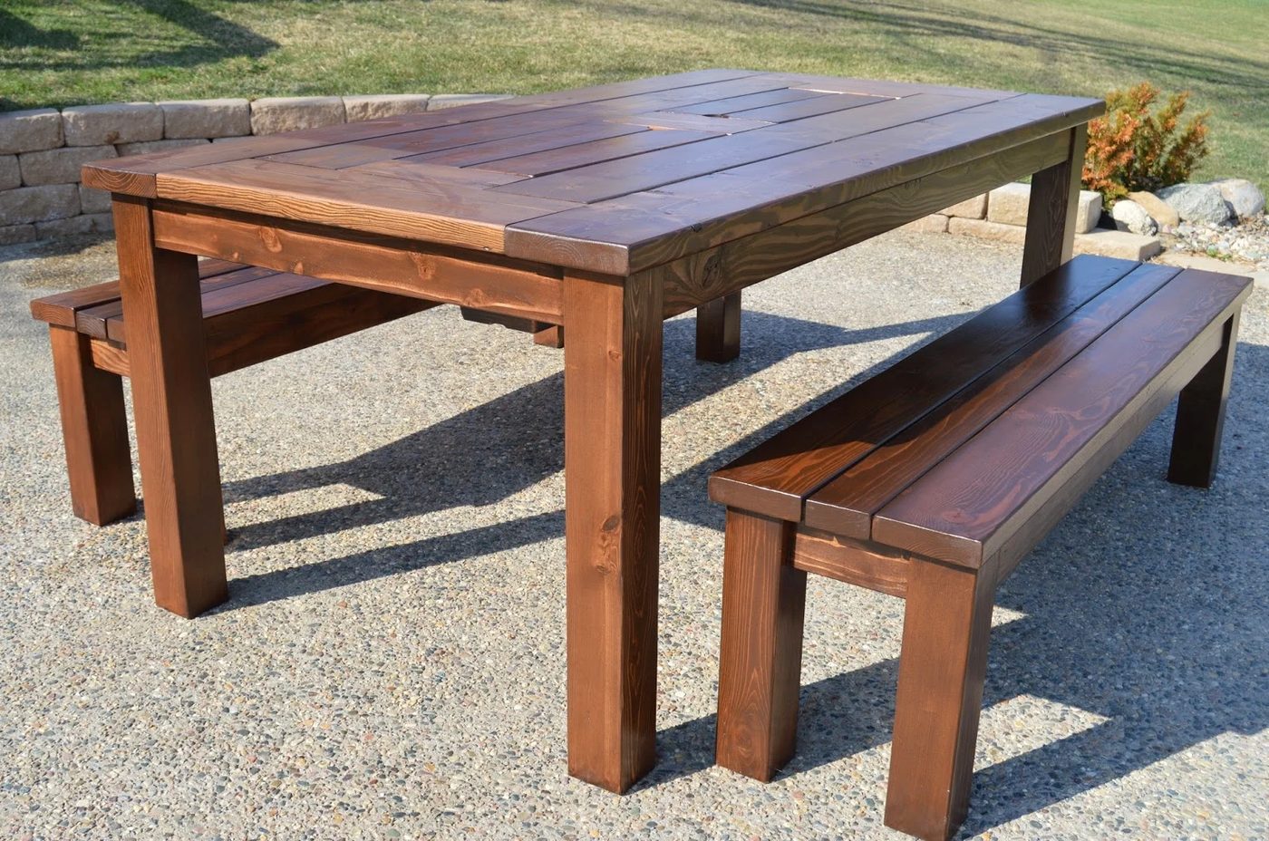 finished ice box patio table with benches, Kruse's Workshop on Bekob