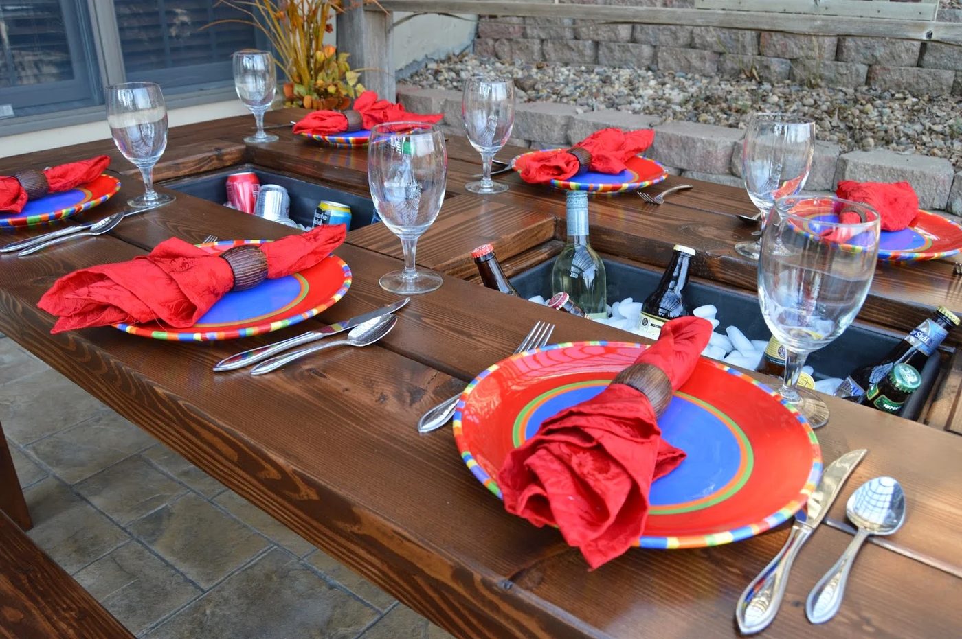 Handmade patio table with built-in drink coolers, Kruse's Workshop on Bekob