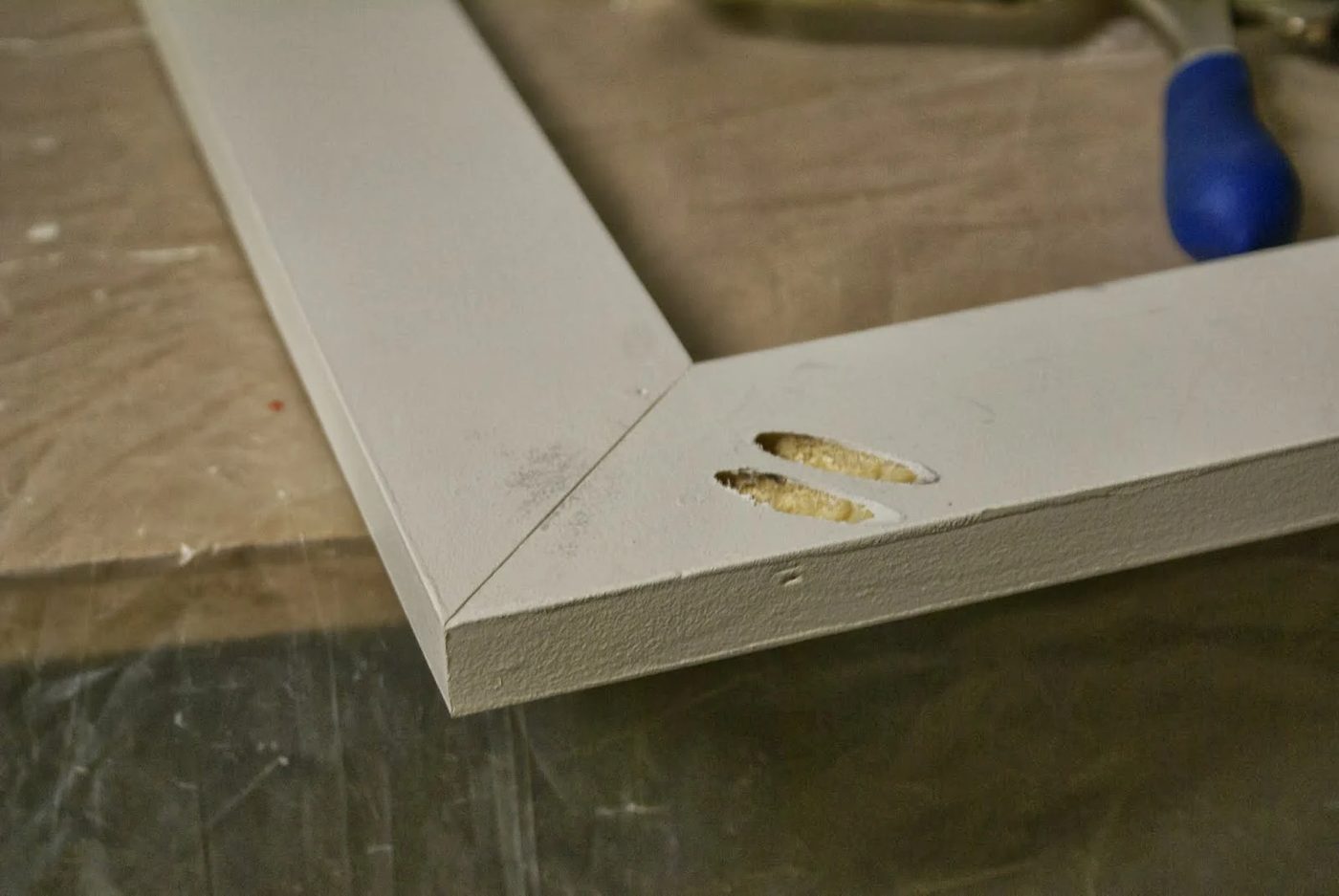 kreg-jig joints on doors of pegboard tool organizing cabinet, featured on Bekob.com