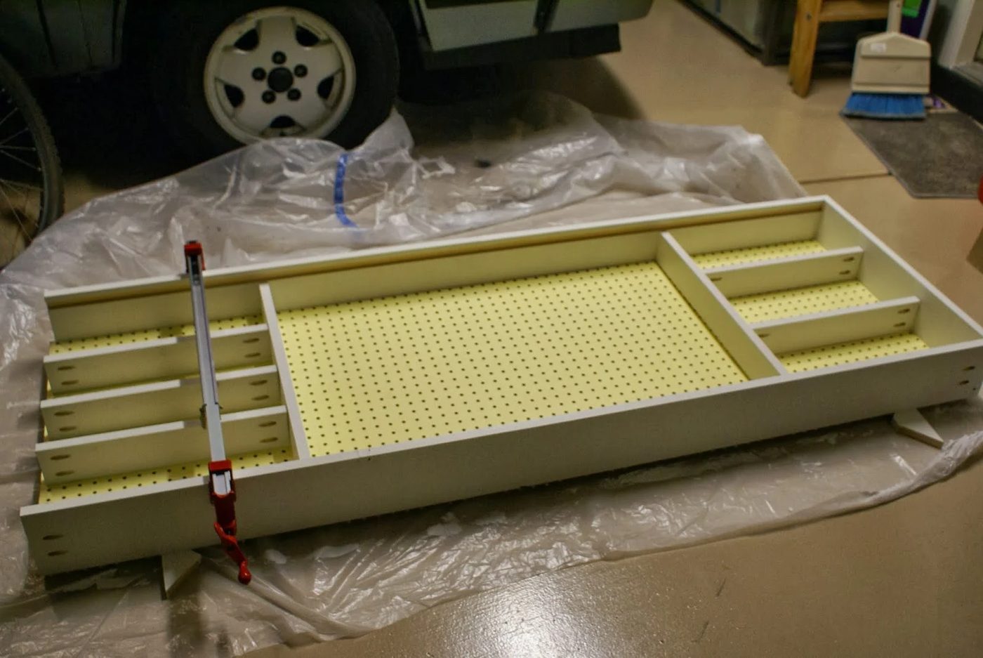 adding shelves to the pegboard tool organizer, featured on Bekob.com