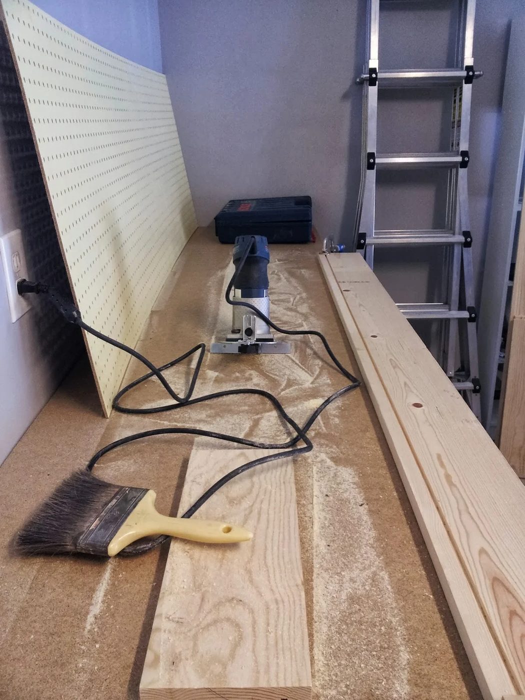groove in pine board to allow tool cabinet doors to slide, featured on Bekob.com