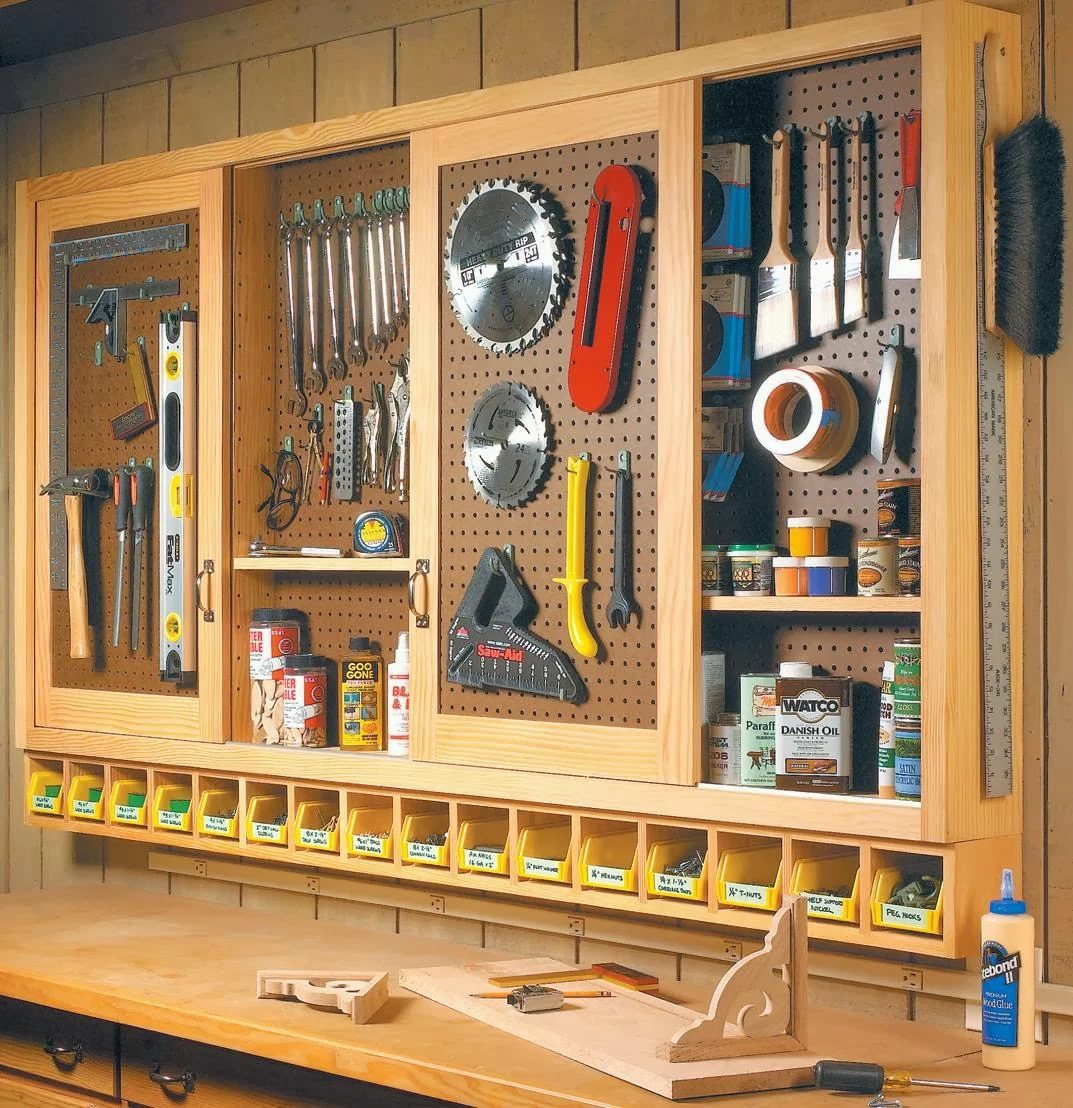 ShopNotes pegboard tool cabinet inspiration, featured on Bekob.com