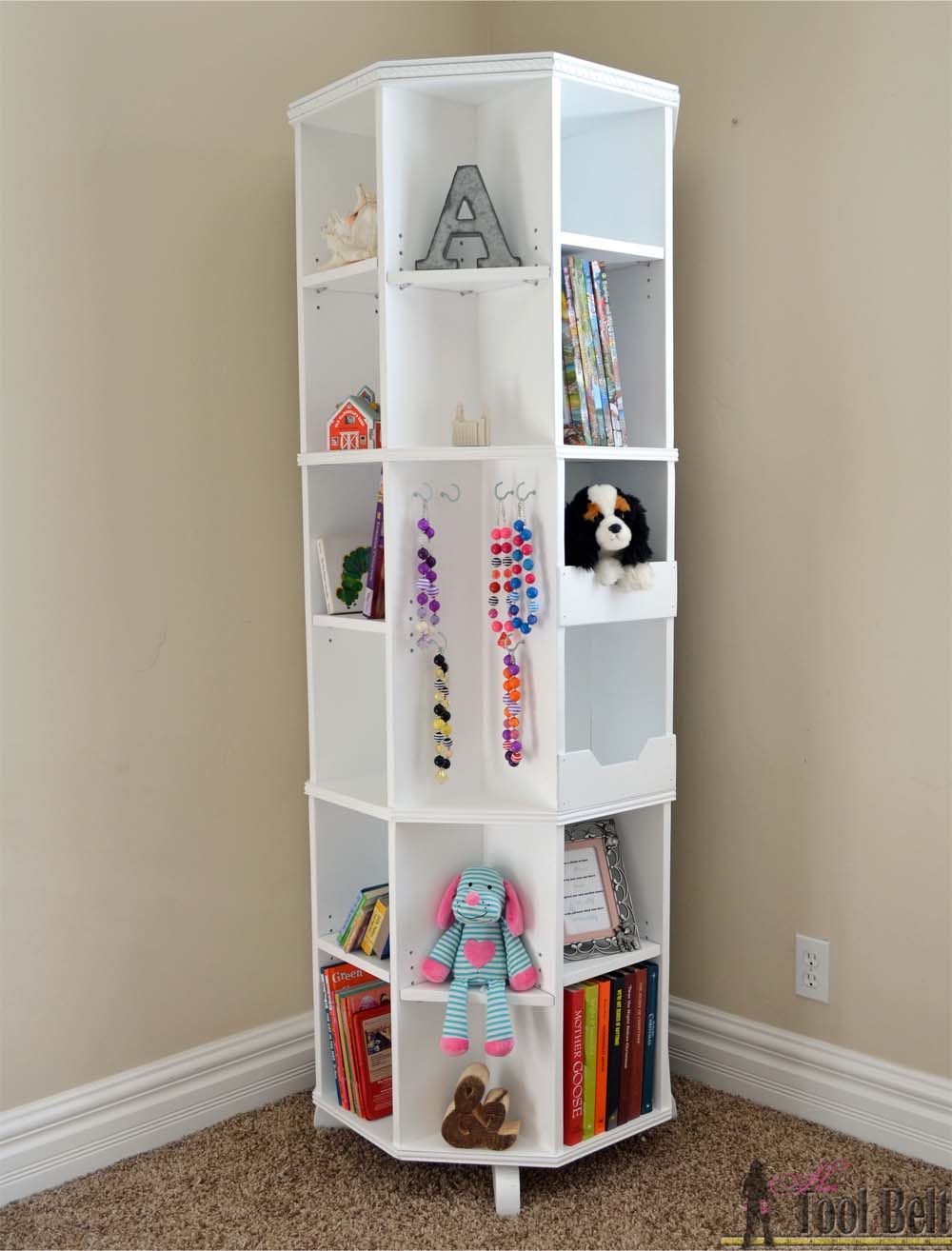 Octagon Rotating Bookshelf Hertoolbelt Filled