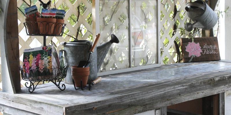 Build a Potting Bench from Reclaimed Wood and Old Windows