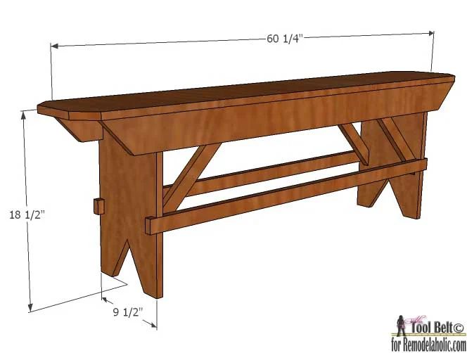 Build a striking Handmade primitive farmhouse bench for your farmhouse table or extra seating. Free plans on @Bekob