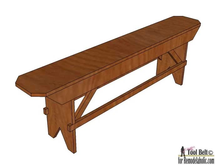 Build a striking Handmade primitive farmhouse bench for your farmhouse table or extra seating. Free plans on @Bekob