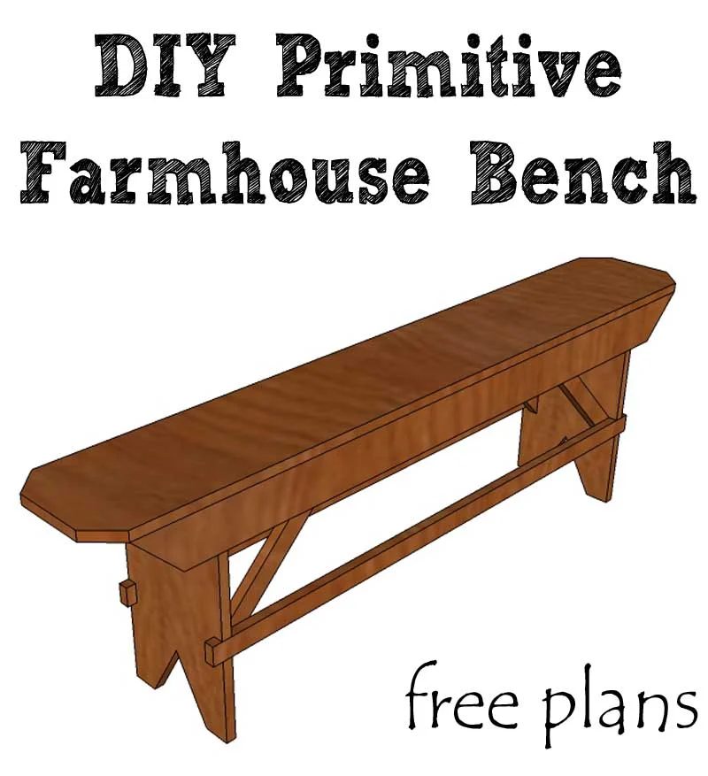 Build a striking Handmade primitive farmhouse bench for your farmhouse table or extra seating.