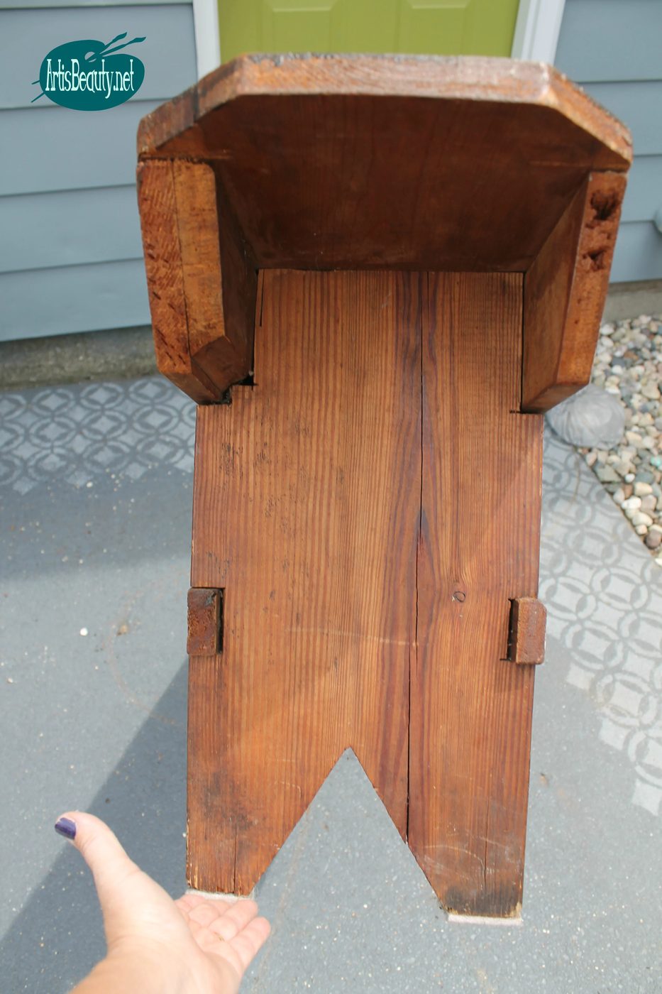 farmhouse bench end view karin chudy artisbeauty.net handmade