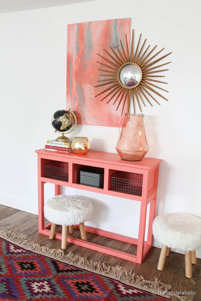 Sherwin-Williams Coral Reef Painted Console Table @Bekob-005