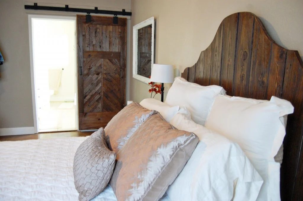rustic wood bed and barn door, The Accent Piece on Bekob