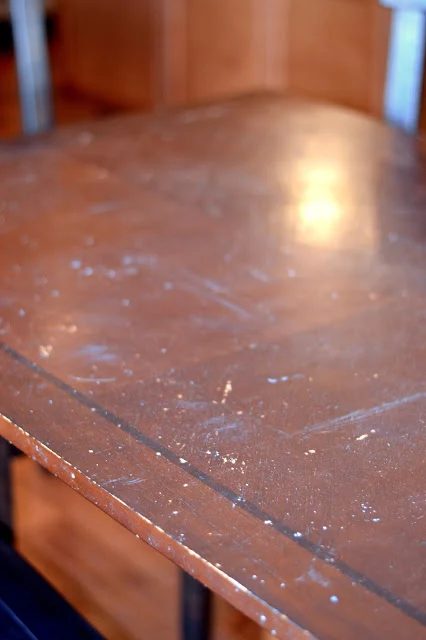 A modest-cost-friendly, Handmade solution for stained, damaged table top by Rachel Teodoro at Holy Craft featured on @Bekob