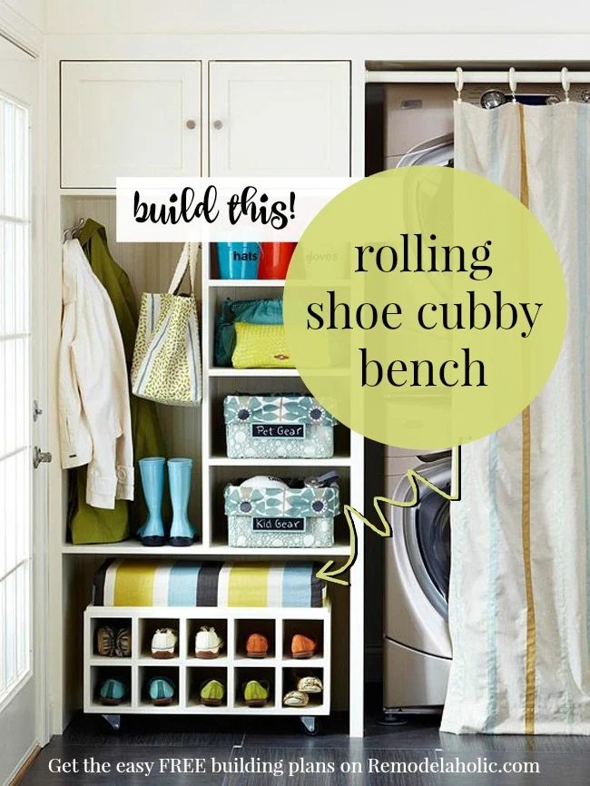 Free building plan for that great rolling shoe cubby bench @Bekob