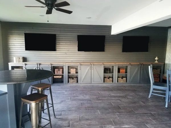 Sliding Barn Door Entertainment Center man cave option from Diva of Handmade on Bekob
