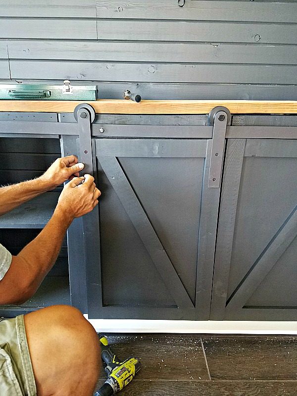 How To Build A Sliding Barn Door entertainment console For Your Man Cave by DIva of Handmade on Bekob