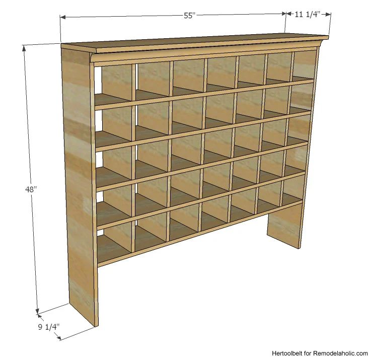 Handmade Shoe Cubby Overall Dimensions