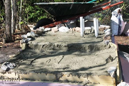 how to build a concrete Handmade waterfall for a backyard pond or garden