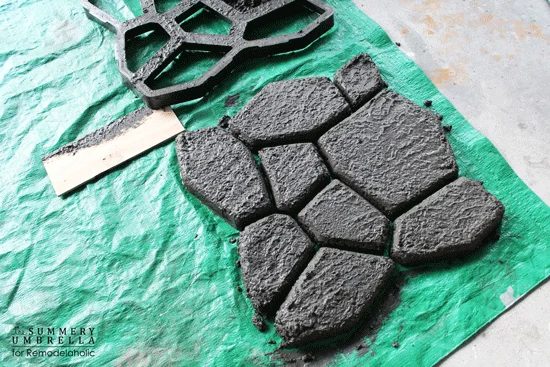 how to use a paver mold to make your own rocks from concrete for a Handmade waterfall feature