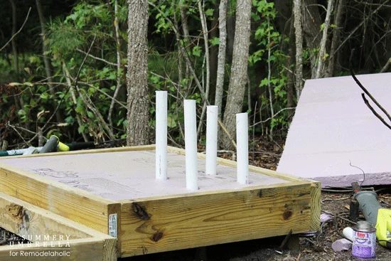 use foam, pvc, lumber, and concrete to make a Handmade waterfall feature on a modest-cost