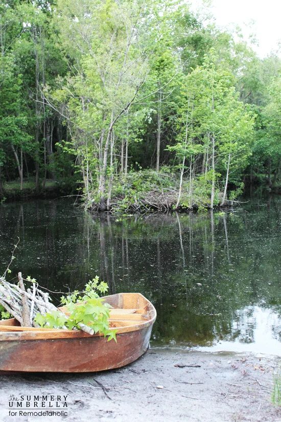 Handmade waterfall in a private pond