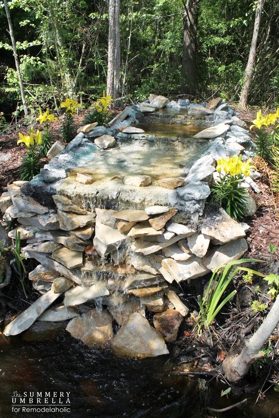 how to build your own Handmade waterfall for a backyard pond or garden