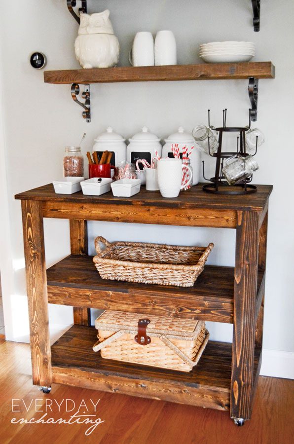 Learn how to build an straightforward Handmade Entertaining Bar Cart from Everyday Enchanting for Bekob! #barcart #Handmade #entertaining