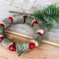 Wooden bead Christmas wreath