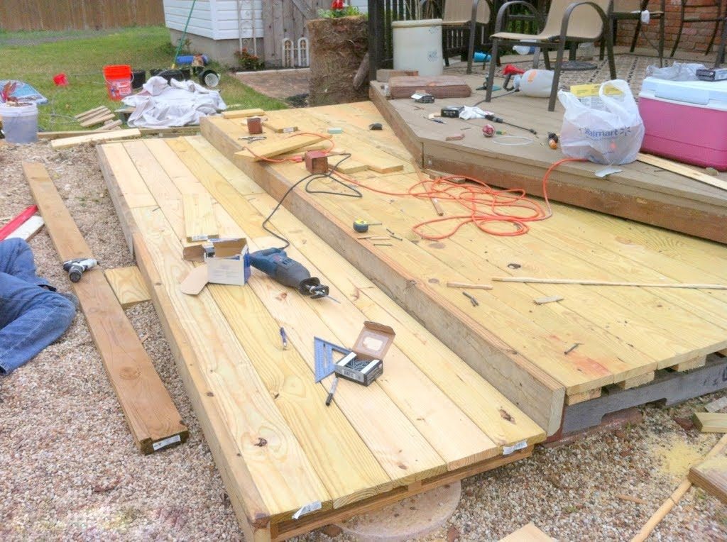 how to build a tiered wooden deck from shipping pallets, The Second Wind of Texas featured on Bekob