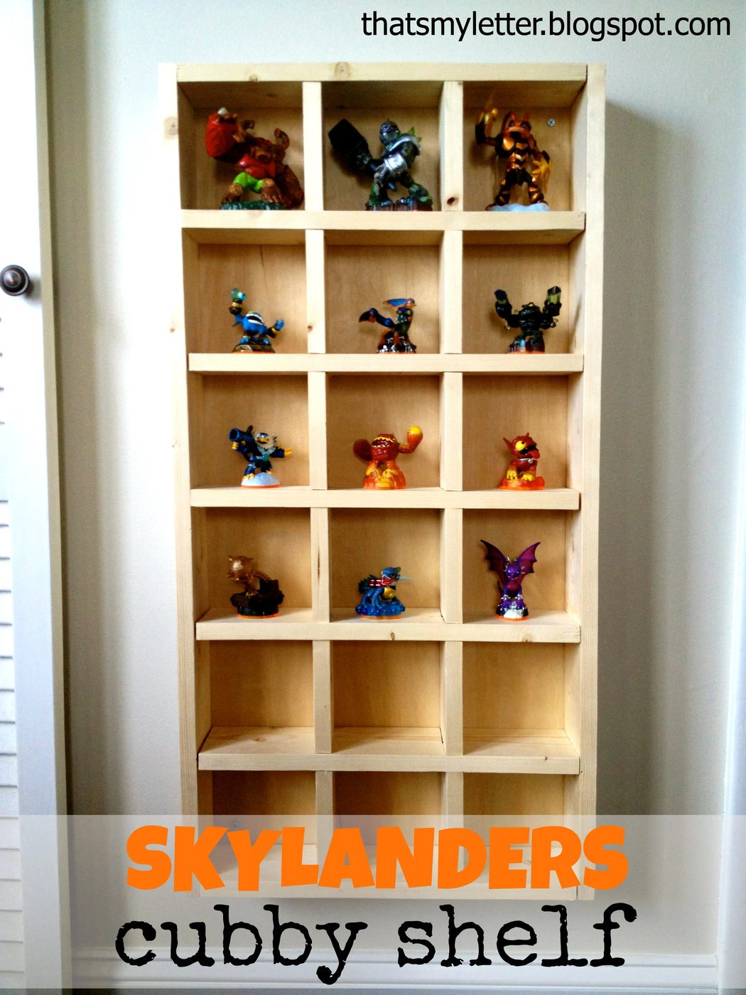 Skylander cubby shelf