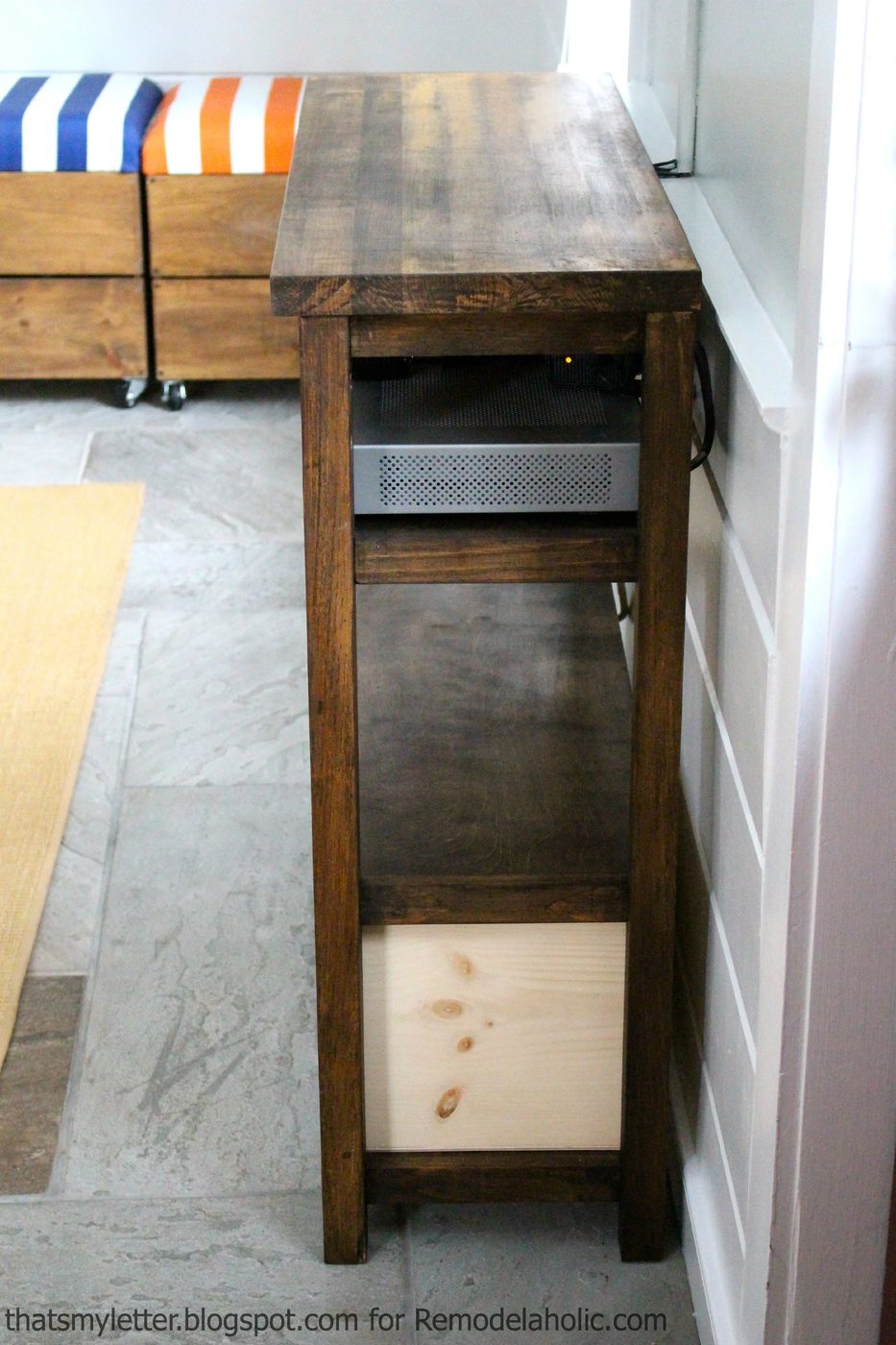 open back media shelf