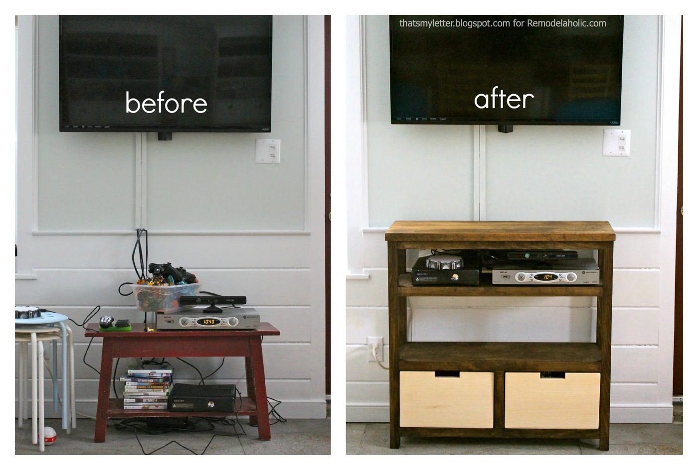 media shelf before & after