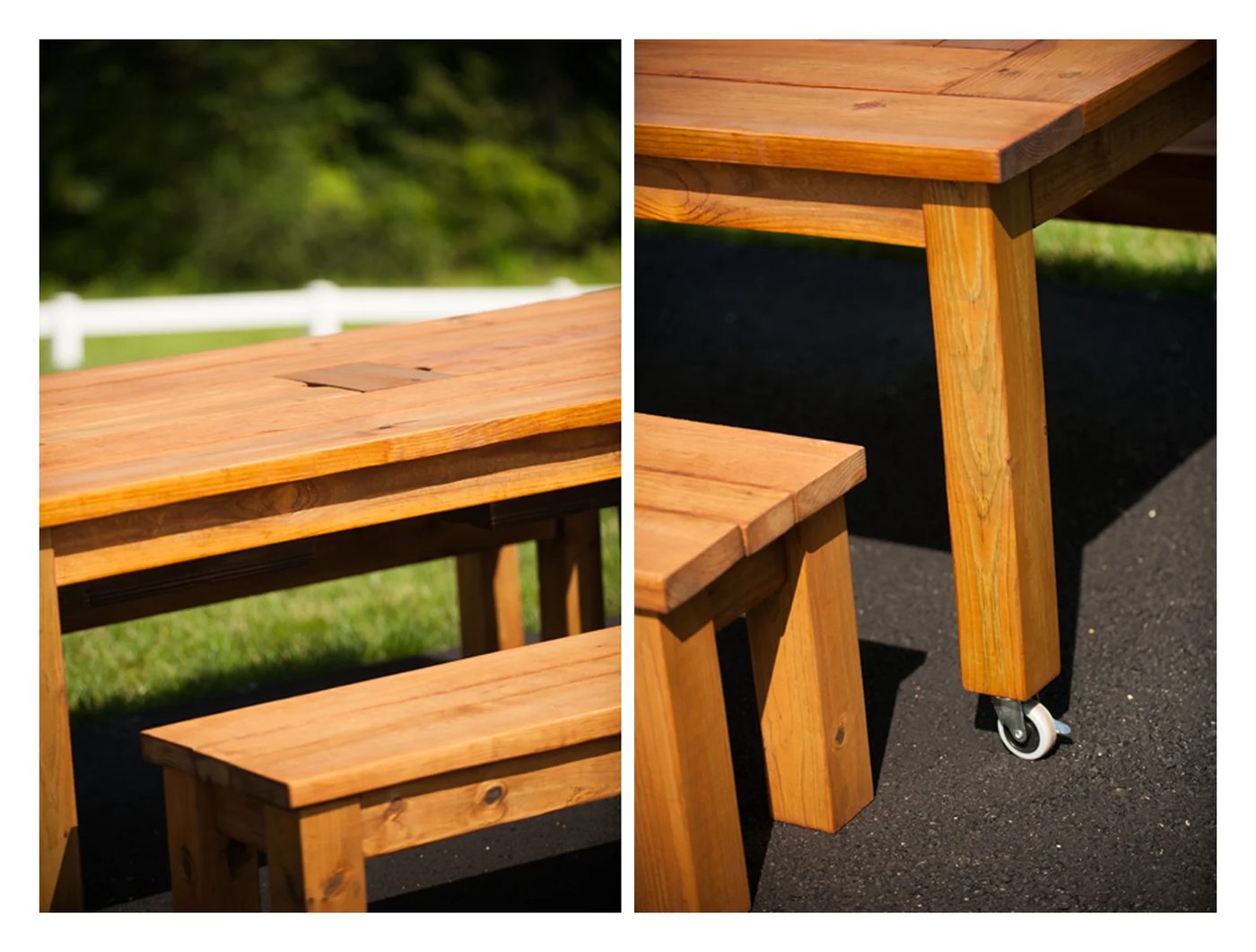 Finished product of my first woodworking project - outdoor table with ice chests in the center. Friday, July 17, 2015. (© 2015 Michael Connor / Connor Studios)