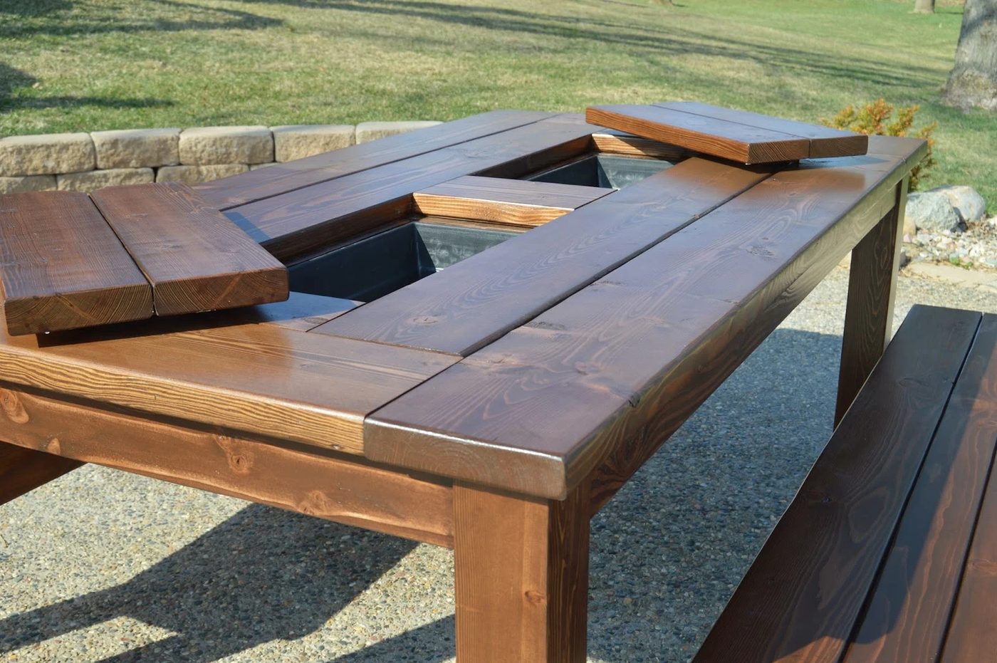 patio table with built-in ice boxes, Kruse's Workshop on Bekob