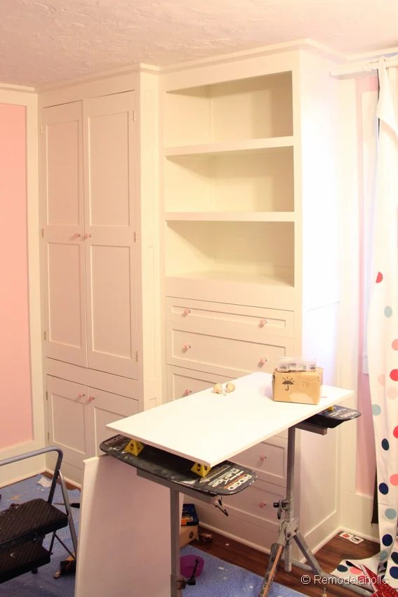 how to build a built-in closet, built-ins from existing furniture upcycle Bekob.com