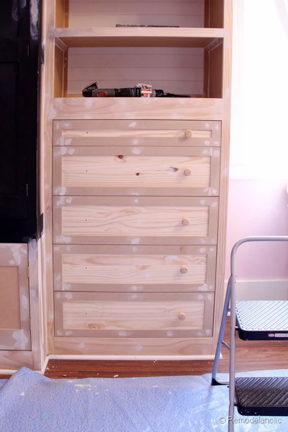 how to build a built-in closet, built-ins from existing furniture upcycle Bekob.com