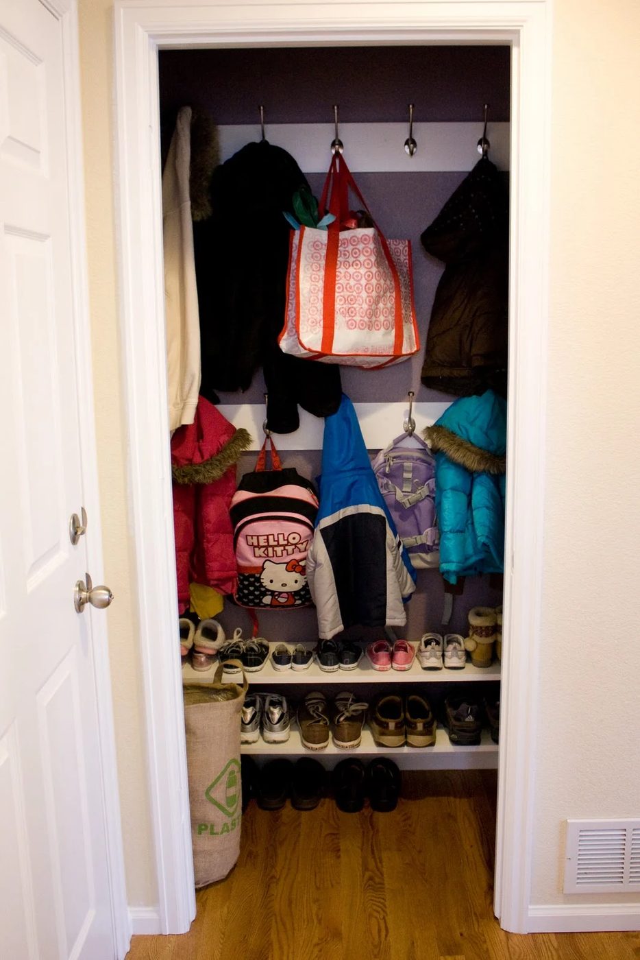 entry closet mudroom drop zone, featured on Bekob