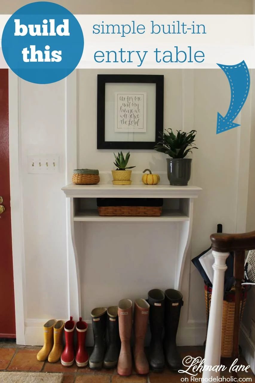 This built-in entryway table is well fitted for a small entry! It takes up zero floor space, but gives you just enough storage for your keys and mail. Plus, it looks great with the