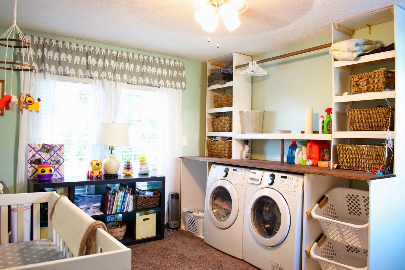 built-in laundry unit in bedroom nursery, Seesaws and Sawhorses on Bekob