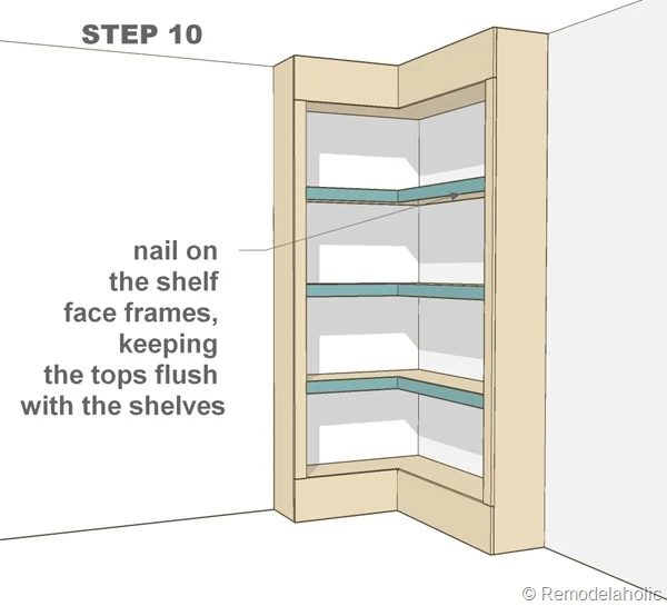 Plans for built-in corner bookshelf Step 10