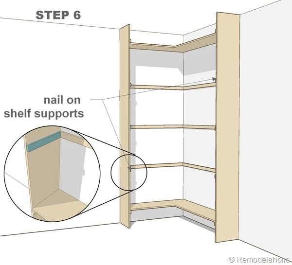 Plans for built-in corner bookshelf Step 6
